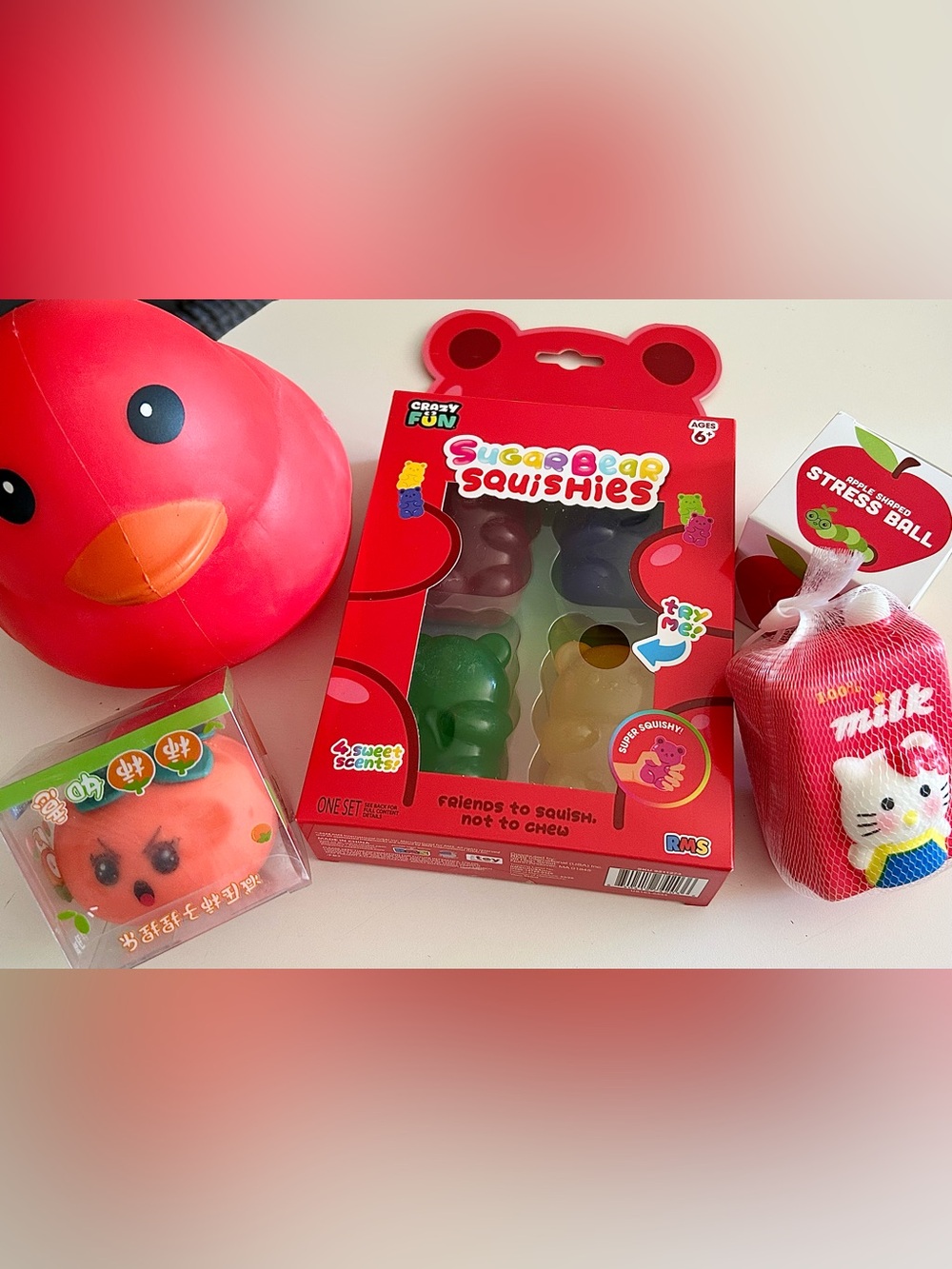 Sunny Days Patriotic Duck 5-pc Viral Squishy toy bundle NEW! RED squishy bundle